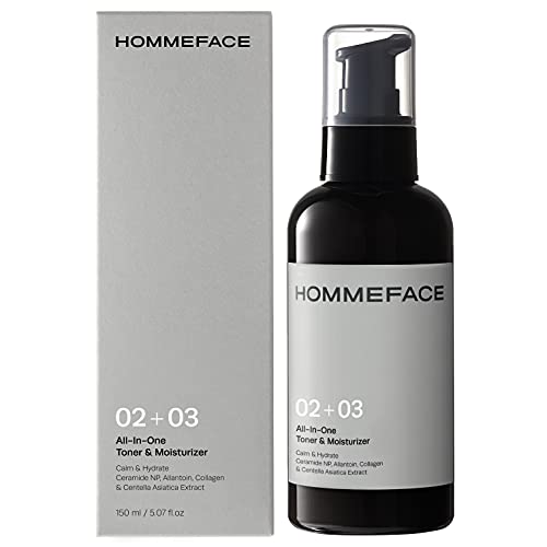 HOMMEFACE All-in-One Face Toner & Moisturizer for Men, 5.07 fl. oz., Lightweight, Alcohol-Free, After Shaving, for Dry, Combination & Oily Skin