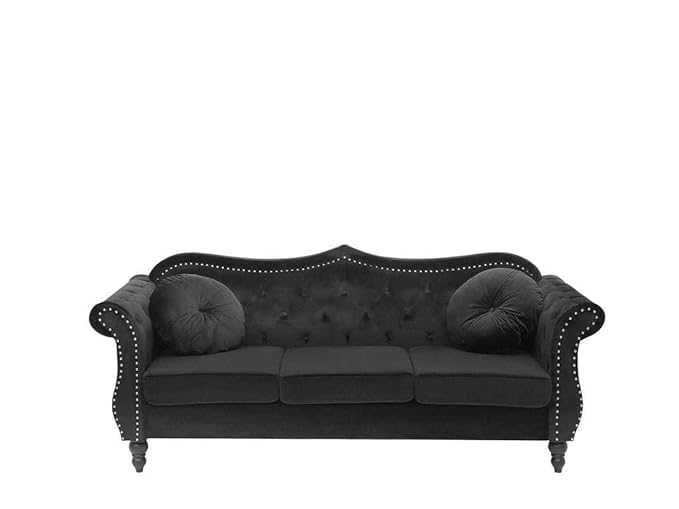Image of Modern & Traditional 3 Seater Sofa Luxury Chesterfield Sofa for Looking in Luxurious Design for Living Room Dining Room for Home & Living Room Office. (Black)