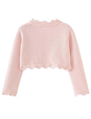 Happy Cherry Girls Long Sleeve Knitted Bolero Cardigan Kids Cotton Shawl Cover Up2