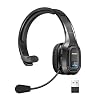 TECKNET Trucker Bluetooth Headset, Trucker Bluetooth Headphones with Microphone AI Noise Canceling Wireless On Ear Headset, Hands Free Wireless Headset for Cell Phone Computer Office Home (Black)