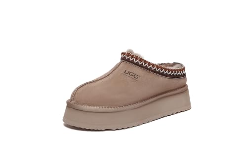 UGG Australian Shepherd Sheepskin UGG Slippers Women Ventus Platform, Warm Non-Slip Comfort Platform Slippers EU Size 38