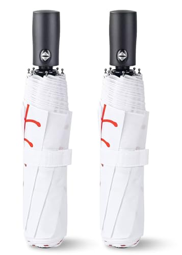 LEAGERA Oversized 46 Umbrella - 2 Pack White Portable & Compact Travel Sports Umbrella - Perfect Baseball Gift for Boys/MOM Auto Open
