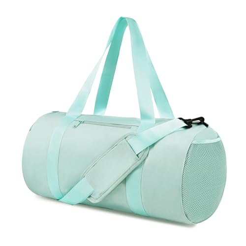 Small Gym Bag Duffel Bag for Women Men Fitness Sports Bag Workout Adjustable Detachable Shoulder Strap Lightweight Carry on Travel Duffle Bag (Green, 19