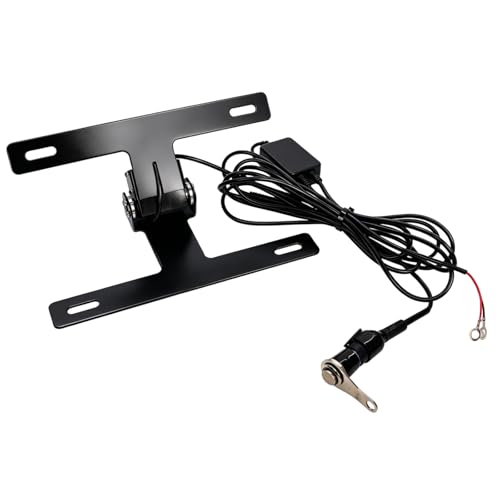 Adjustable Motorcycle License Plate Bracket One-click Rotation Motorcycle Flipper Mount Fender Eliminator Tail Tidy Kit Durable Aluminum Alloy Motorcycle Fold License Plate Holder