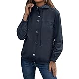 Chaqueta Impermeable con Capucha para Mujer, Cortavientos de Manga Larga, Dos Bolsillos, Puños Elásticos para Uso en Exteriores (XL)