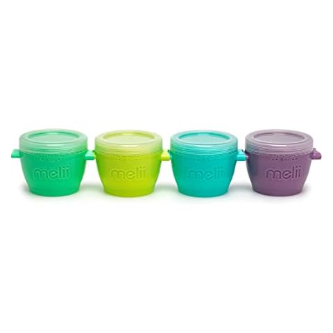 melii Snap & Go Baby Food Storage Containers with lids, Snack Containers, Freezer Safe, 6 oz - 4 Pack, Original Cover