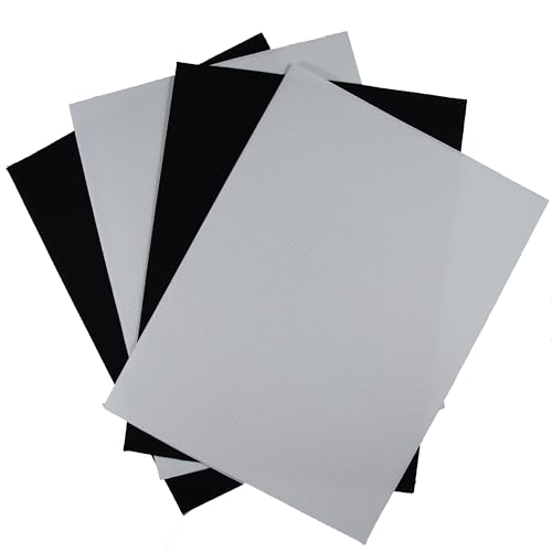 Image of KCS 4 /6 pc of 12 inch x 18 inch 30cmx45cm 16CT Counted Cotton Aida Cloth Cross Stitch Fabric (White+Black, 4 pc)