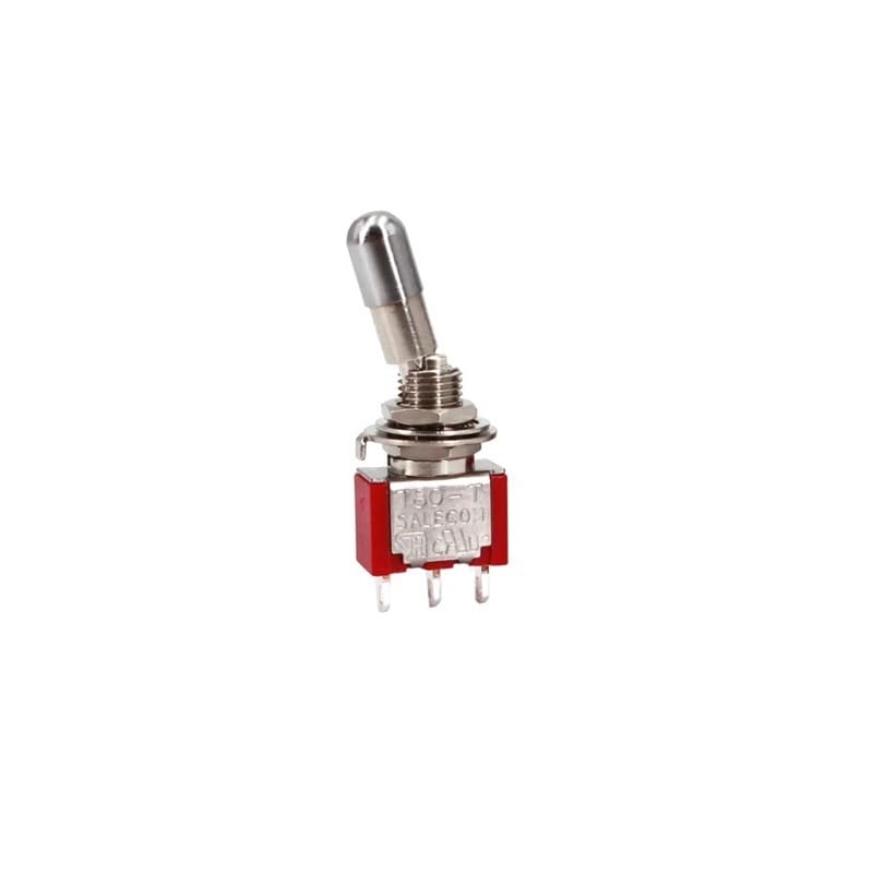 T80-T 8013 3ピン SPDT 2ポジションオンオンラウンドトップロックレバー6.35mmパネルトグルスイッチ1個。