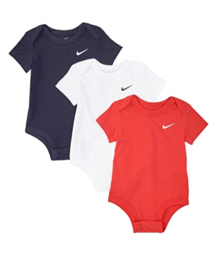 Image of Nike Infant Baby Short Sleeve Bodysuits 3 Pack (R(56I458-695)/W, 3 Months)