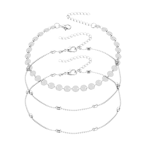 Corlidea La pulsera para mujer, llena de personalizada, para regalar en la playa, tobillera de plata (plata, talla única)