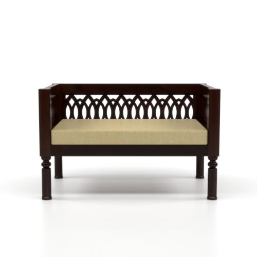 Image of NATRAJ ART & CRAFT Sheesham Wood 2 Seater Sofa Set for Living Room | Wooden CNC Sofa Set for Living Room Furniture (2 Seater, Walnut Finish)