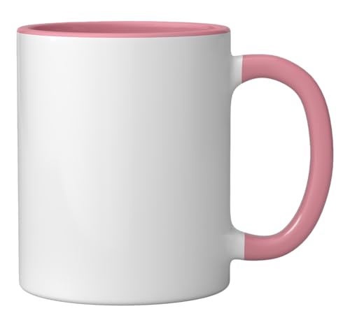 Taza de cerámica rosa/blanca 11 onzas miniatura 2