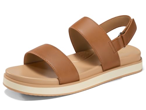 Sandales d'été plates Coutgo confortables avec soutien de la voûte plantaire pour femme