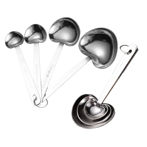 Sosoport 2セット ステンレス製ハート型計量スプーン キッチン用ベーキング調味料スプーン 積み重ね可能で持ちやすい長いハンドル付き 精密
