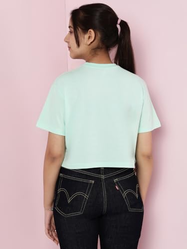 Image of Li'l Tomatoes Girls Crop T-Shirt | 100% Cotton | Graphic Printed Summer Top | Soft & Breathable Casual Wear | 7-16 Years