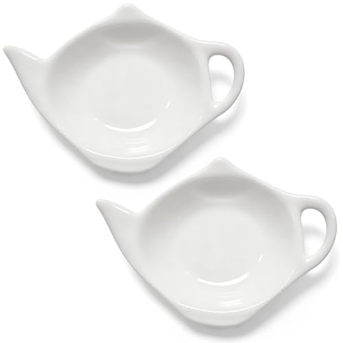 2PCS Ceramic Tea Bag Holder Plates Porcelain Tea Bag Coasters for Used Tea Bag Organizing Tea Time
