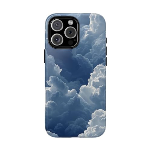 Coque iPhone 16 Pro Max protection résistante motif nuage bleu 3D antichoc