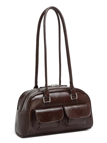 Women's Y2K Retro College PU Leather Clutch Shoulder Strap Handbags with Pockets2