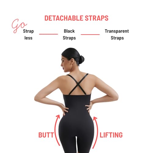 Image of Strapless Shapewear Bodysuit | Tummy Control + Butt Lifting | Seamless Mid-Thigh Shaper | 4 Way Stretch | Detachable Transparent Straps | Tube Dress, Off-Shoulder Outfit