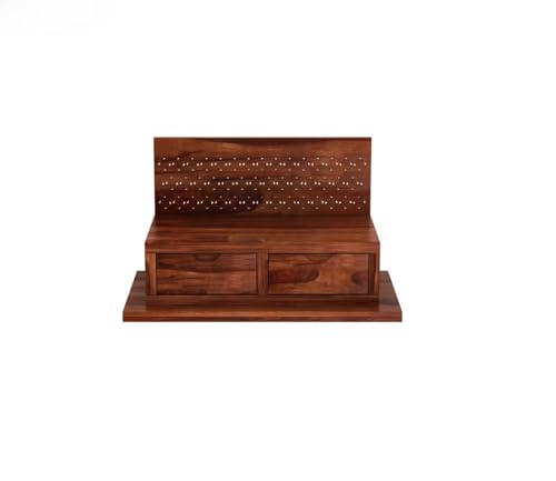 Image of MISAN Wooden Wall Mounted Temple, Traditional Indian Style, Sheesham Wood,Sheesham Wood Pooja Mandir for Home (A-Hony)
