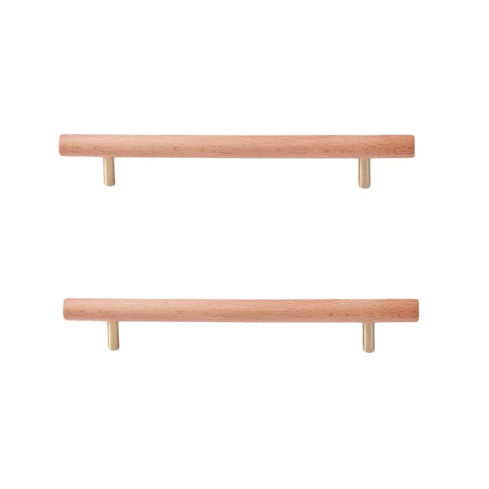 SANCHAKOU Cabinet Pulls Handles 2Pcs Beech Black Walnut Ash Wood Original Color Wardrobe Drawer Cabinet Wooden Extended Door Handle 160Mm Beech