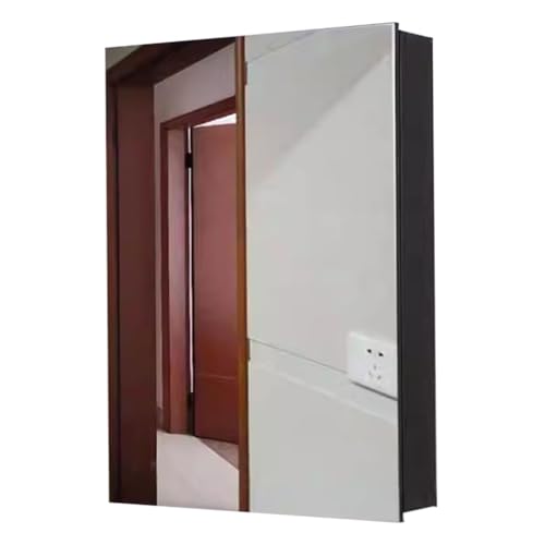 Armario de baño con Espejo de Aluminio para Pared, Almacenamiento de Pared para Inodoro (Color: Negro, tamaño: 40 x 60 x 12 cm)