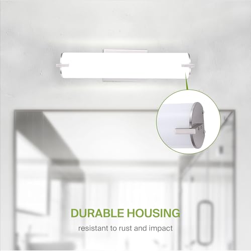Image of ASD LED 18 inch Vanity Wall Mount Light Fixture, Linear Bathroom Lighting Bar | 3CCT, Dimmable, Energy Star, ETL Listed | 20W 1500LM 3000-5000K 120V | Long Tube Bath Sconce Over Mirror | Nickel
