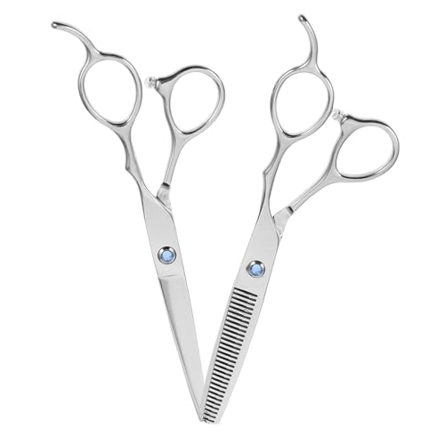 VILLCASE Forbici da Barbiere per Mancini in Acciaio Inossidabile 6 Pollici Set 2 Pezzi Forbici da Taglio e Sfoltimento Strumenti da Parrucchiere per Uso Domestico Impugnature Ergonomiche