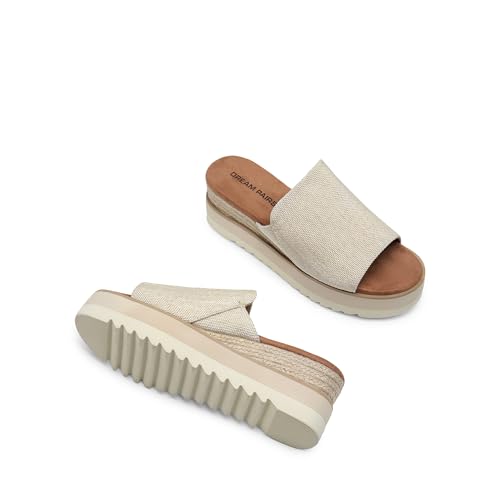 DREAM PAIRS Platform Sandals Women Slip-on Espadrille Bohemia Wedge Sandals, Comfort Dressy Summer Open Toe Canvas Slides for Women's Outdoor Walking Beach Vacation4