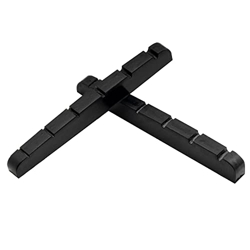 Musiclily Pro Urea Resin Plastic 43Mm Slotted Strat Tele Electric Guitar Nuts Flat Bottom For 6-String Stratocaster/Telecaster Guitar, Black (Set Of 2) #TOP3