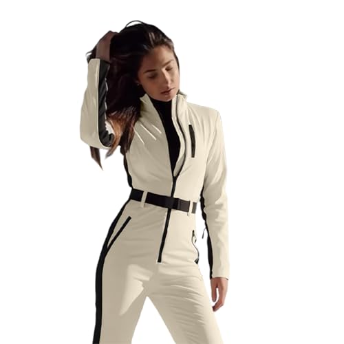Generisch Skianzug Damen Einteiler Warm Schneeanzug Damen Overall Atmungsaktiv Skianzüge Elegant Winddicht Skioverall Winter Eng Skianzug Warme Winteranzug Taschen mit Reißverschluss Skisuit
