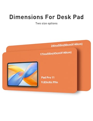 Image of Aothia Faux Leather Desk Mat - Large Mouse Pad, Non-Slip PU Leather Blotter, Waterproof Writing Surface for Office and Home (Hermes Orange, 55 inch x 17 inch)