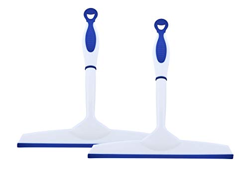 Image of Superio Rubber Squeegee, 2 Pack, Streak Free All Purpose Window Squeegee, Comfort Grip Handle and Hanging Hook (Blue, 10 Inch- 2 Pack)