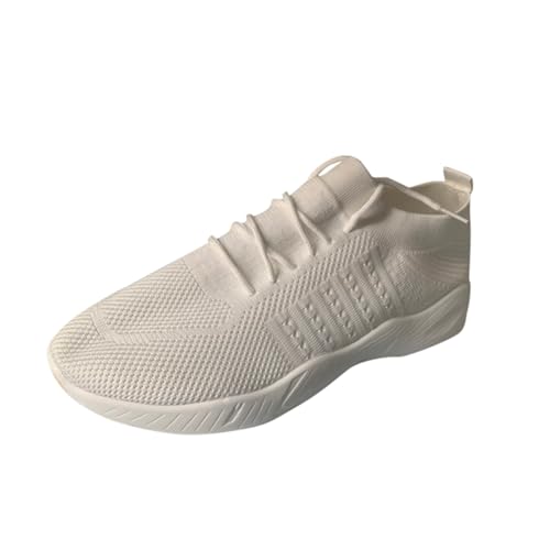 Zapatos de verano para mujer con cordones, talla grande, plataforma voladora, color sólido, de punto, para mujer, White, 39 EU