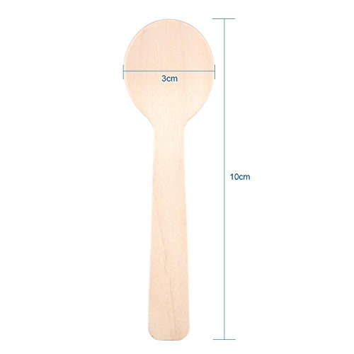 Cucchiaio di legno, cucchiaio di legno monouso da 100 pezzi cucchiaio da t¨¨ di ghiaccio 10 cm posate posate bupplies, cucchiaio di legno premium dessert barbecue picnic