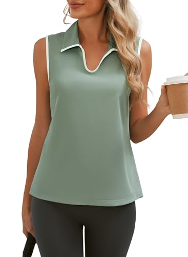 Dokotoo Golf Polo Shirts for Women Collared v Neck Sleeveless