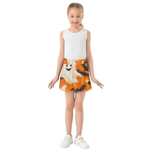 Playful Spooky White Ghosts Bats Skirts with Shorts Running Girls Skorts Athletic Shorts Butterfly 4t3