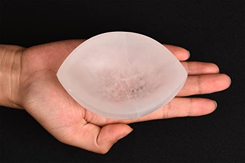 AMOYSTONE Natural Selenite Bowl Leaf Shaped 4