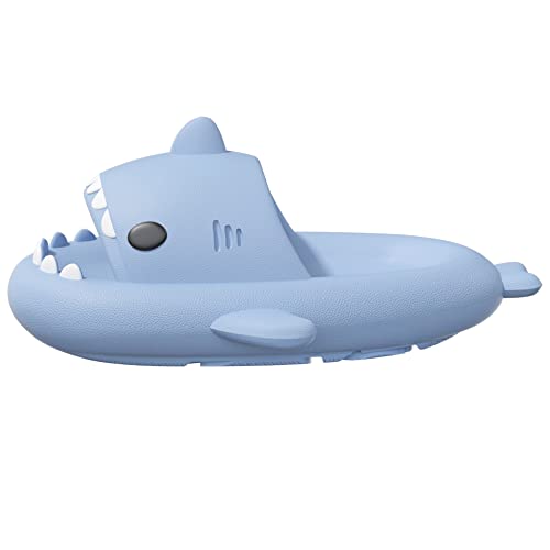 welltree Shark Slides for Women and Men Novelty Pillow Slippers Open Toe Shark Sandals Cushioned Cloud Slides2