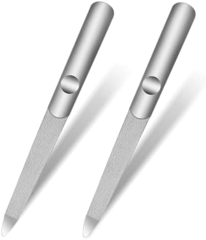 2 Pcs Metal Nail File Stainless Steel Nail Files for Natural Nails Double Sided Metal File Buffer with Anti-Slip Handle Metal Nail File Buffer for Natural Nails Home Salon Travel