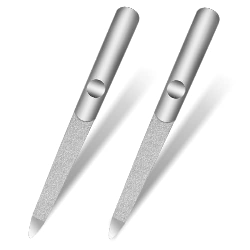 2 Pcs Metal Nail File Stainless Steel Nail Files For Natural Nails Double Sided Metal File Buffer With Anti-Slip Handle Metal Nail File Buffer For Natural Nails Home Salon Travel #TOP2