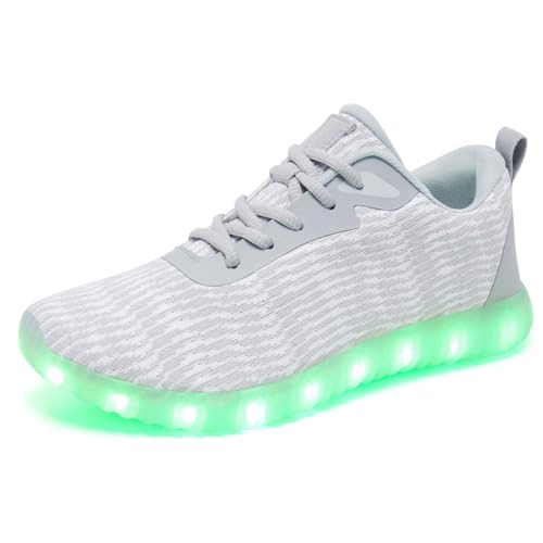 HONGGUOZI Light Up Shoes Women Men - Adult Led Shoes Glow Party Cool Dancing Sneakers USB Charging Grey_White 38