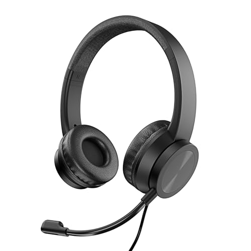 VulTech Cuffie Headset On Ear HS-03 USB Nero con Microfono su archetto regolabile per PC con controller volume e muto,...