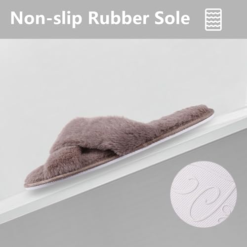Women’s Fuzzy Slippers, Indoor Slippers for Women Girls Soft Memory Foam House Slippers Open Toe Plush Fluffy Bedroom Slip On Shoes4