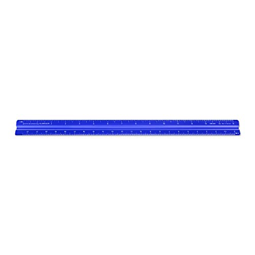 Image of Alumicolor Aluminum Mechanical Metric Solid Drafting Scale, 30 Centimeter, Blue