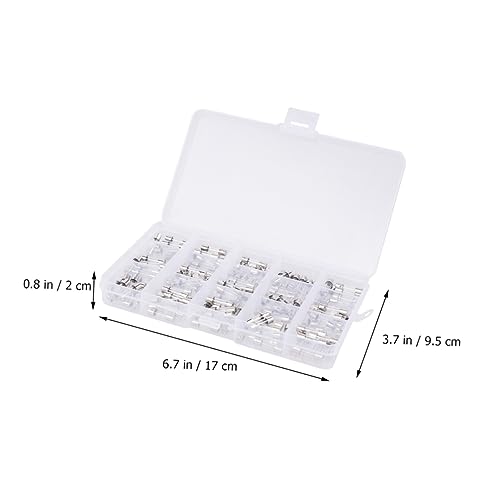 Hemobllo kit de fusibles de vidrio surtidos 150 unidades 5x20mm 250v 0.1a-20a con estuche plástico organizado miniatura 7