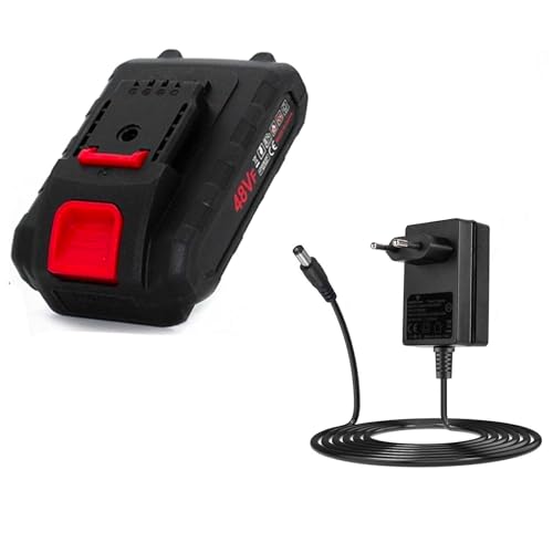 081 store - batteria di ricambio 48v per forbice potatura a batteria + caricabatteria compatibile con forbice potatura a batteria, motoseghe e altri attrezzi da giardino