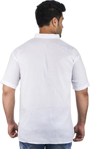 Image of Men's Cotton Short Kurta Without Pant | Mandarin Neck Short Kurta | Half Sleeve Casual Kurta | Traditional Ethnic Regular Kurta | Solid Plain Kurta for Men's (Pack of 1)