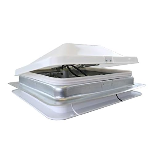 Heng's Industries Class A Customs 14" RV Roof Vent 12 Volt Powered Fan with White Wedge Style Lid - 1” Garnish Ring | 71112A