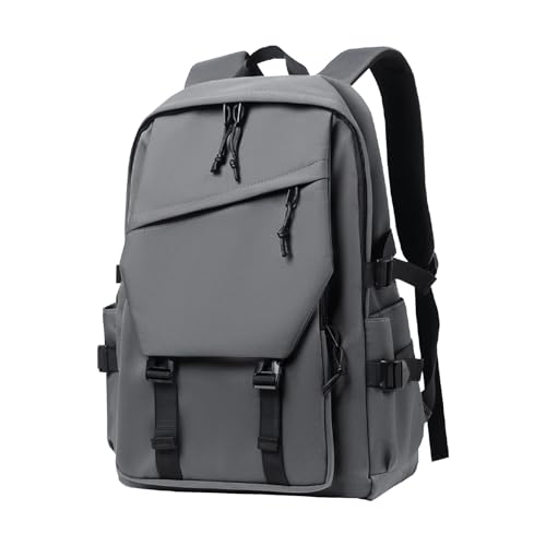 Men’s and Women’s Classic Large Capacity Backpack, Durable Fabric, Multiple Pockets, Adjustable Straps, Waterproof, Fits 15.6-Inch Laptop for Work and Travel (Gray)